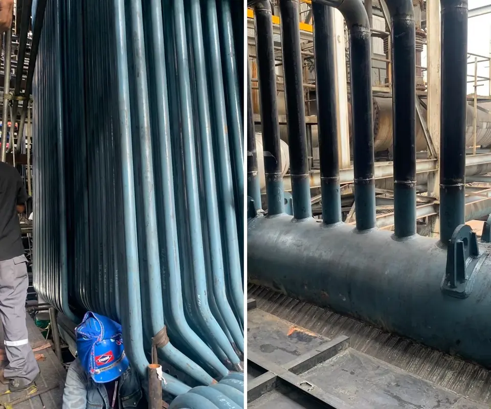 Boiler revamp — new bank tube assembly and header with welded tube stubs