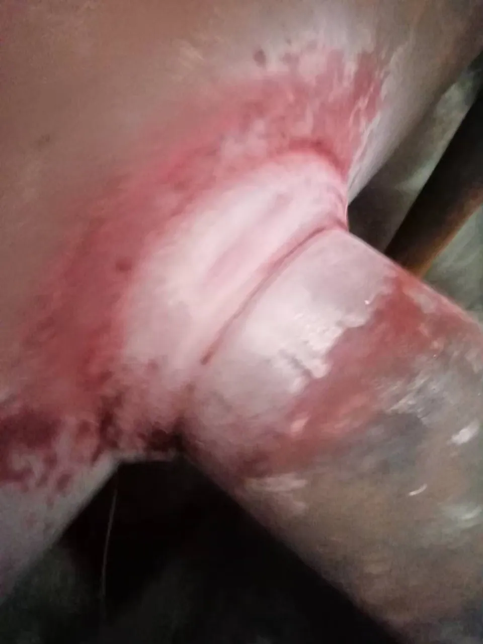 Tube-to-header weld after dye-penetrant examination